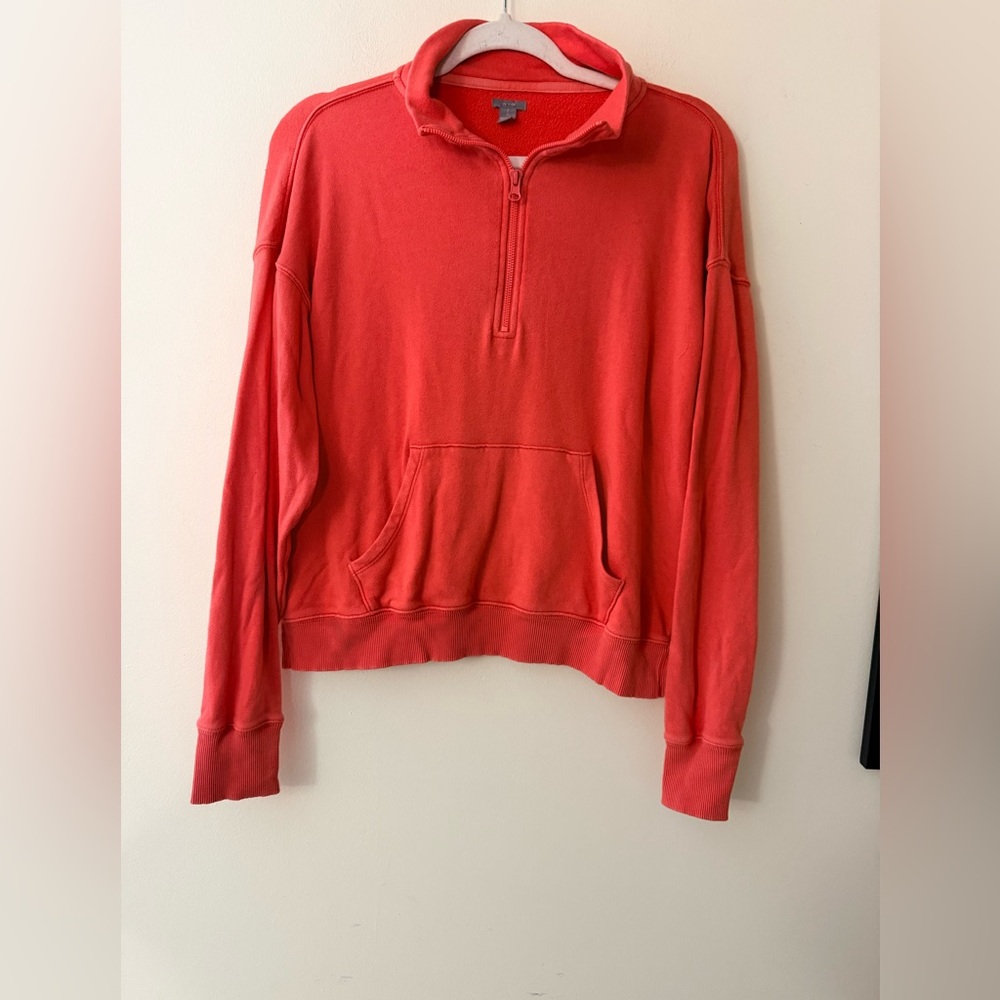 Aerie Women's Vibrant Coral Quarter-Zip Sweatshirt, size S Oversized
